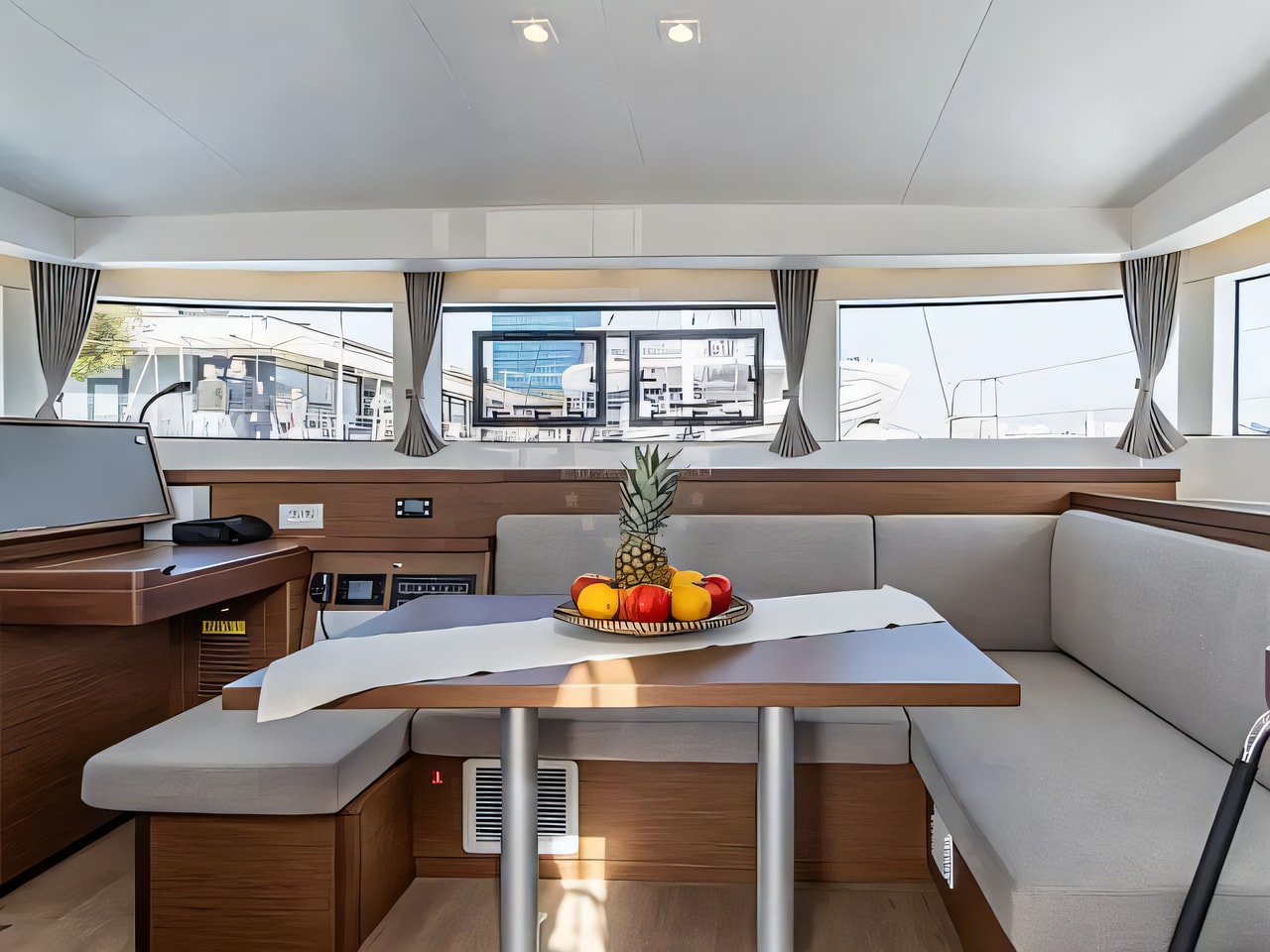 Layout of Lagoon 40 catamaran with 4 cabins Croatia yacht charter
