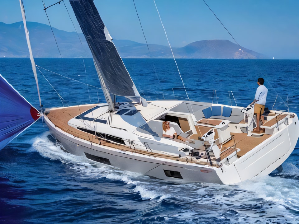Exterior overview of Oceanis 46.1 sail boat for charter from Solta Rogac in the Split sailing area Croatia