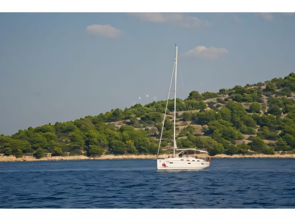 Exterior overview of Bavaria 40 CN sail boat for charter from Murter Marina Hramina in the Sibenik sailing area Croatia