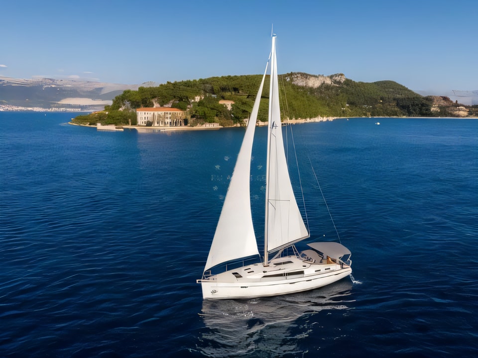 Exterior overview of Bavaria Cruiser 51 sail boat for charter from Split ACI Marina in the Split sailing area Croatia