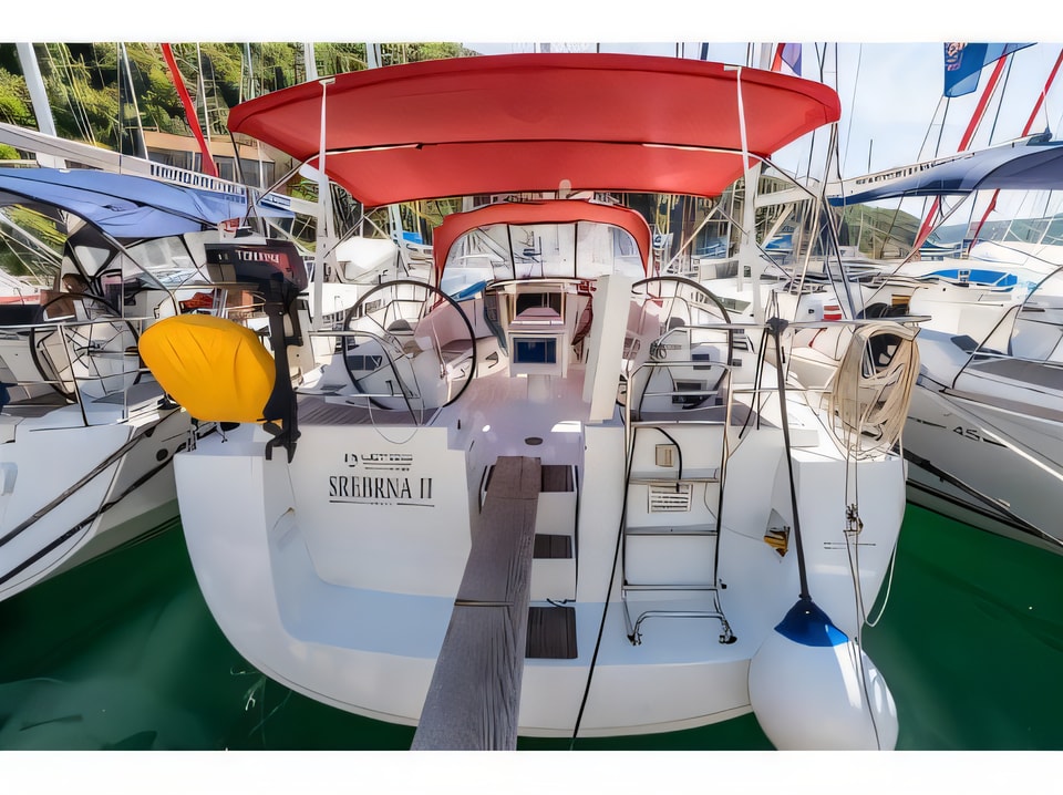 Exterior overview of Oceanis 43 sail boat for charter from Dubrovnik ACI Marina in the Dubrovnik sailing area Croatia
