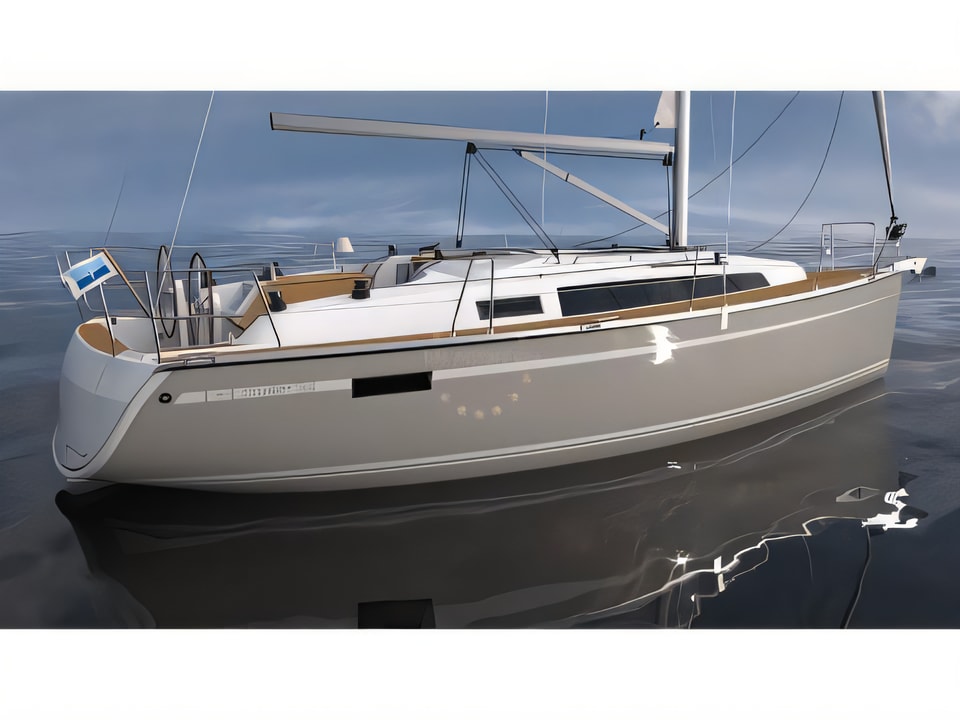 Exterior overview of Bavaria 34 '19 sail boat for charter from Sukosan Marina Dalmacija in the Zadar sailing area Croatia
