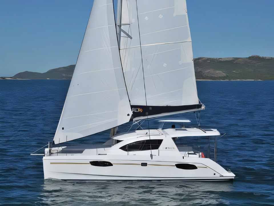 Exterior overview of Leopard 38 catamaran for charter from Sibenik Marina Mandalina in the Sibenik sailing area Croatia