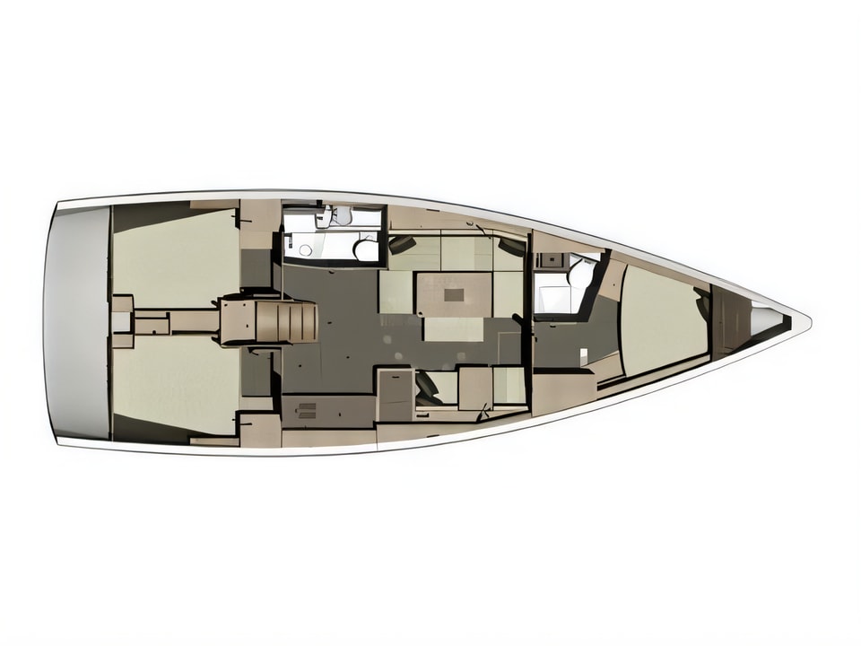 Layout of Dufour 410 GL sail boat with 3 cabins Croatia yacht charter