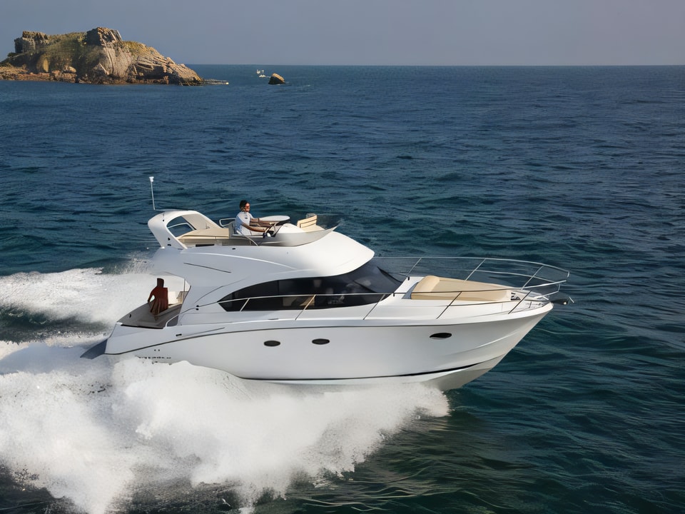 Exterior overview of Beneteau Antares 36 motor boat for charter from Sibenik Marina Mandalina in the Sibenik sailing area Croatia