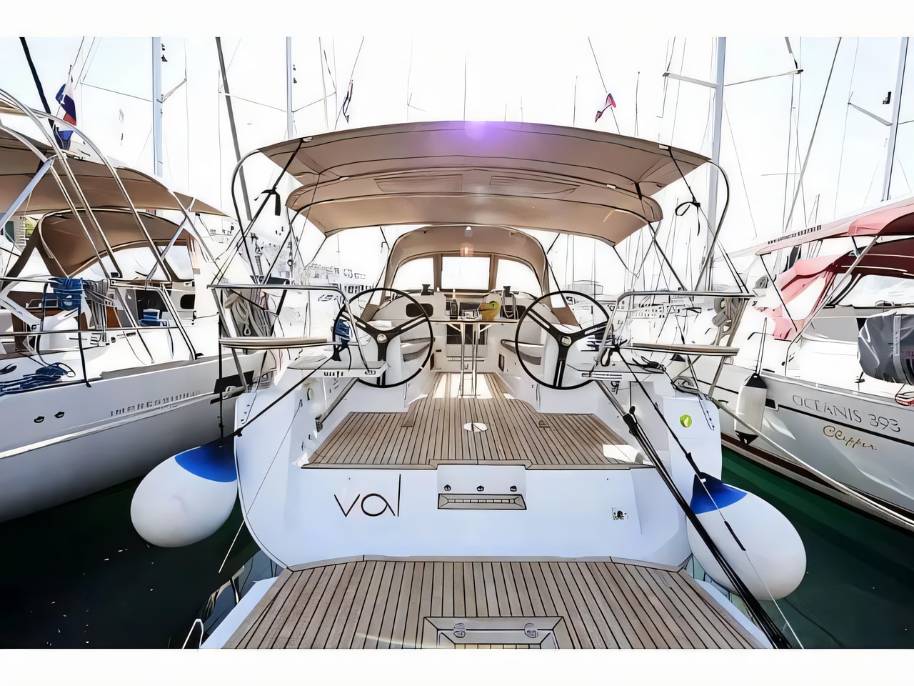 Exterior overview of Elan Impression 40 sail boat for charter from Ugljan Sutomiscica Olive Island in the Kornati sailing area Croatia