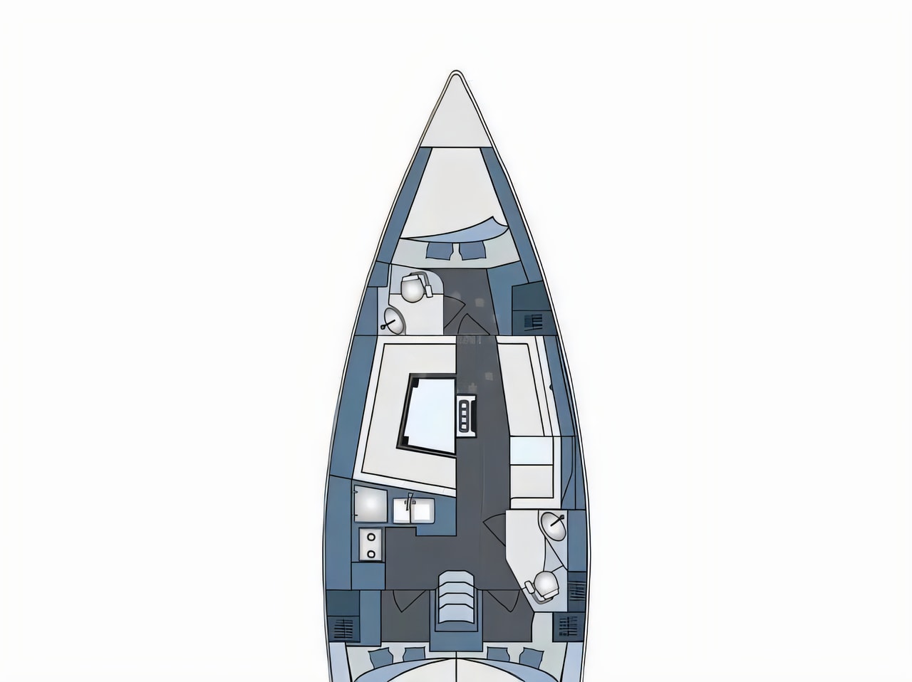 Interior of Elan Impression 40 sail boat with 3 cabins Croatia yacht charter
