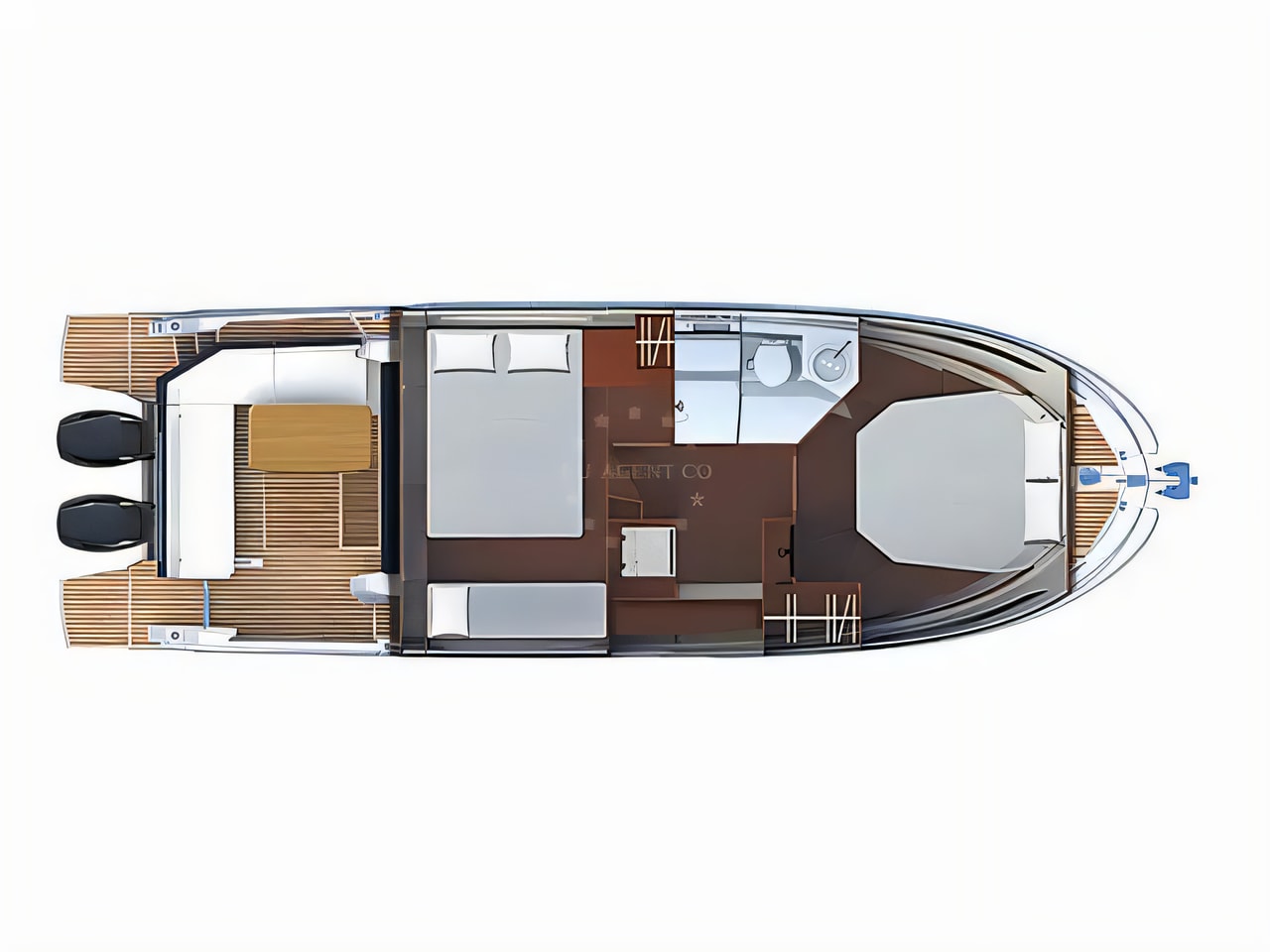 Interior of Antares 11 OB motor boat with 2 cabins Croatia yacht charter