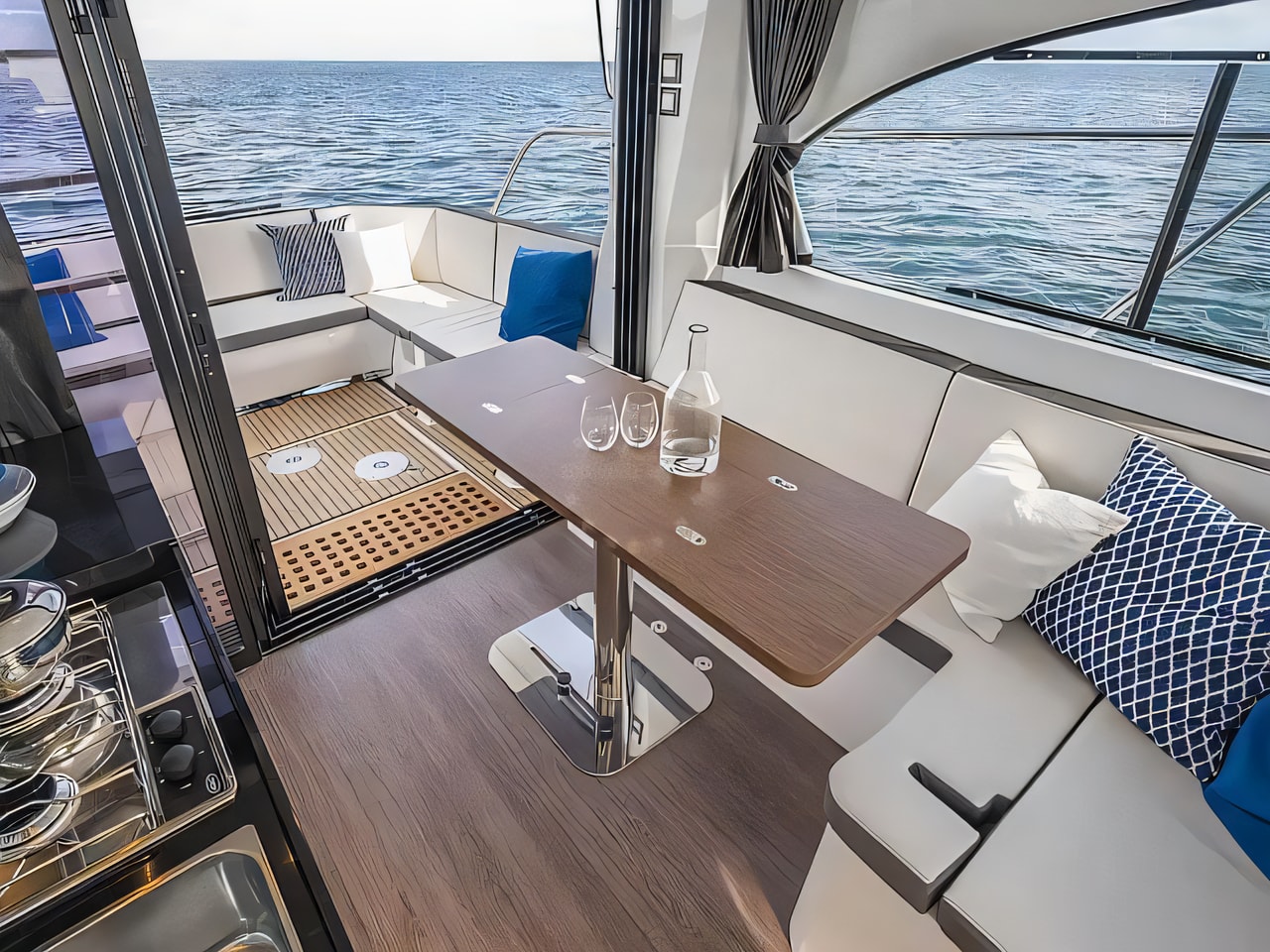 Layout of Antares 11 OB motor boat with 2 cabins Croatia yacht charter