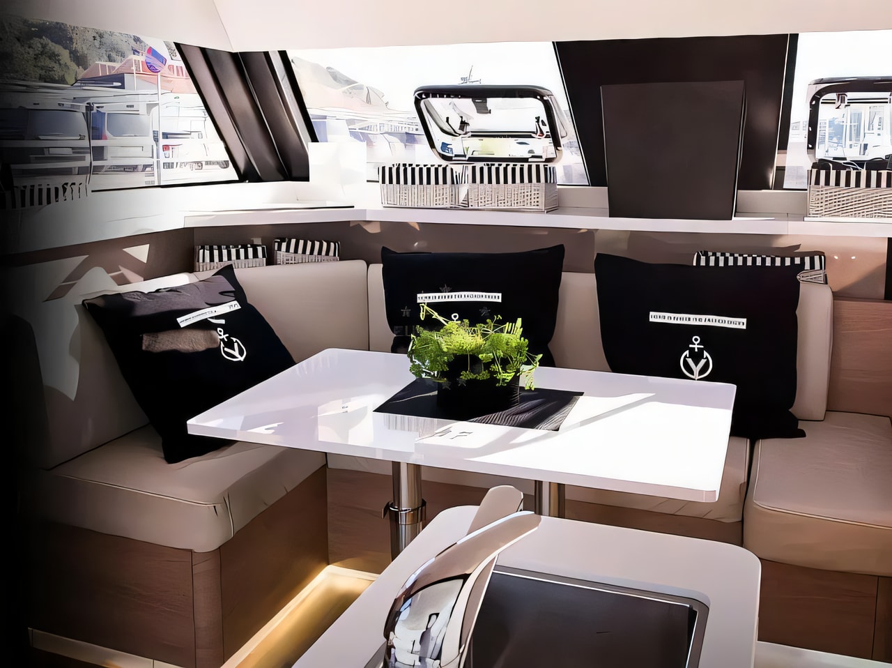 Layout of Aventura 34 catamaran with 3 cabins Croatia yacht charter