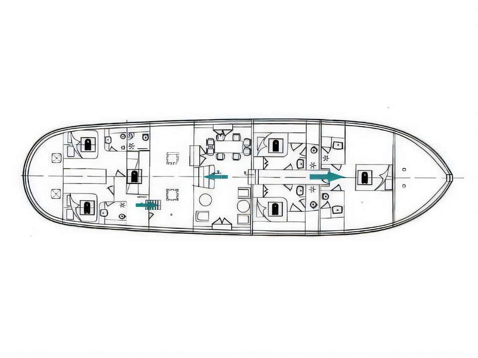 Layout of Gulet Summer Princess gulet or cruiser with 5 cabins Croatia yacht charter