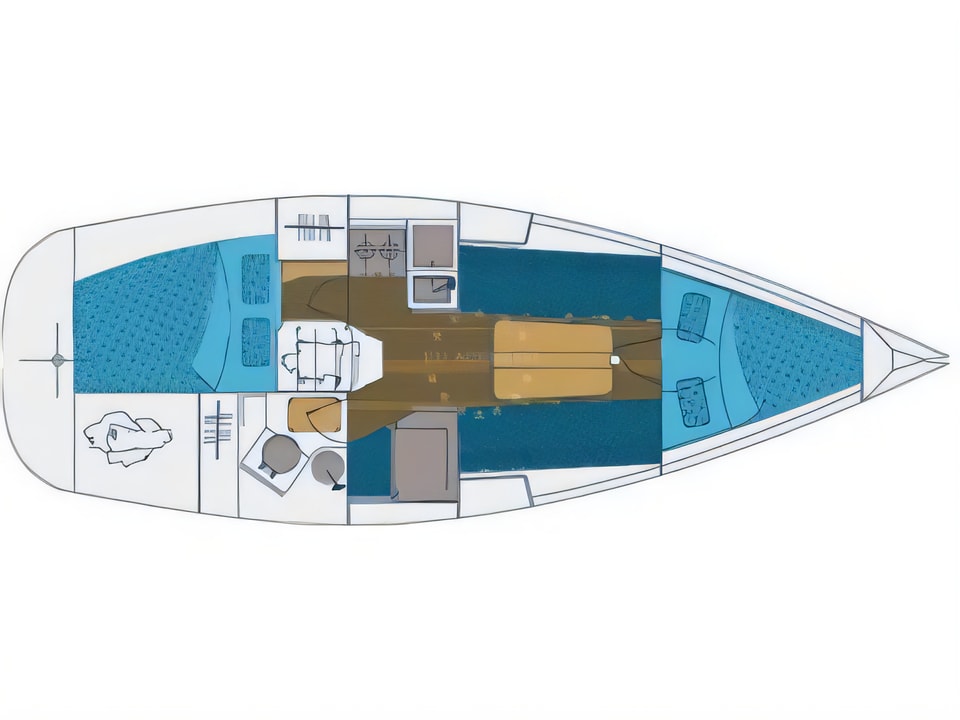 Layout of Elan 31 sail boat with 2 cabins Croatia yacht charter