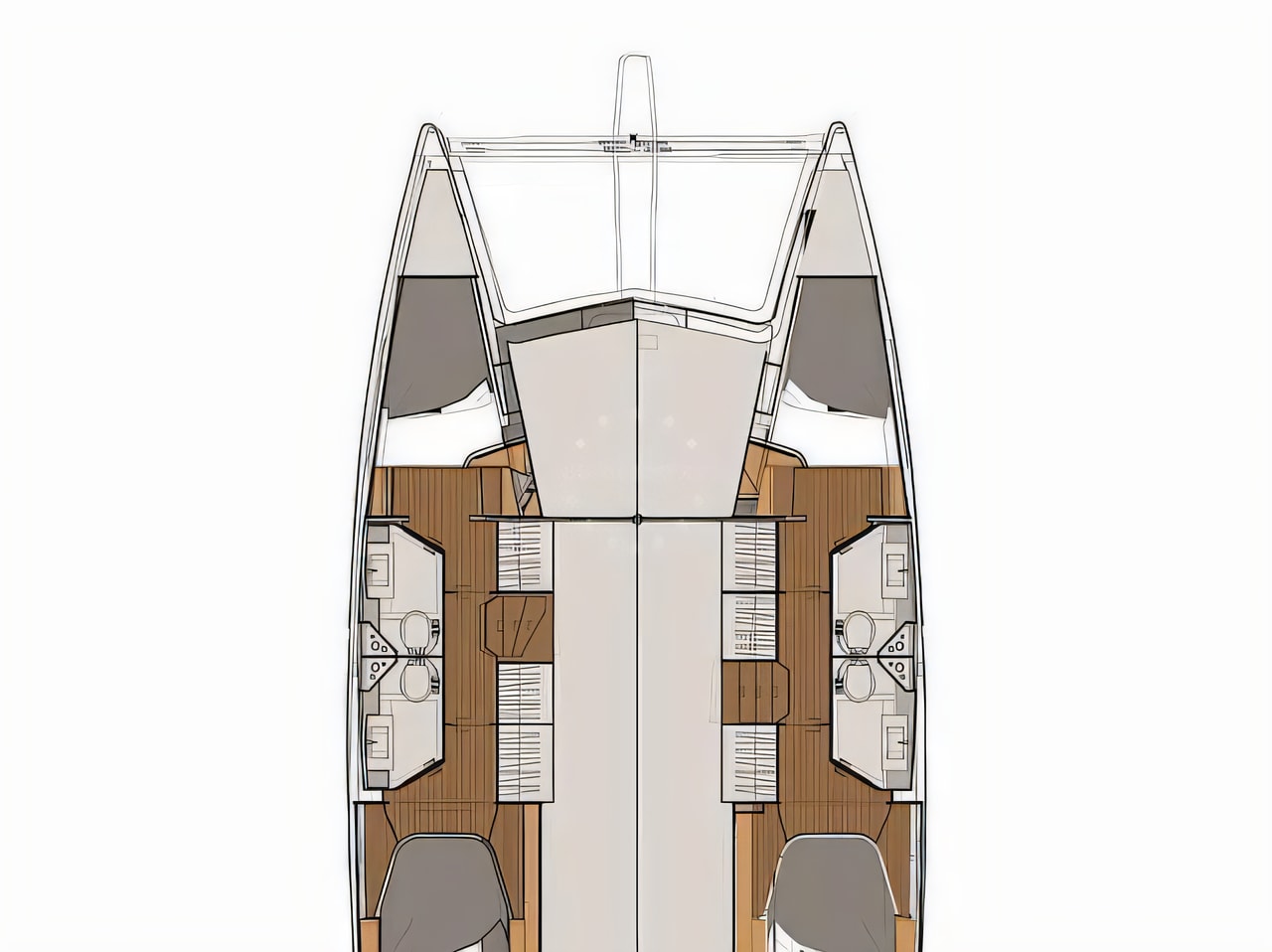 Interior of Lucia 40 catamaran with 4 cabins Croatia yacht charter