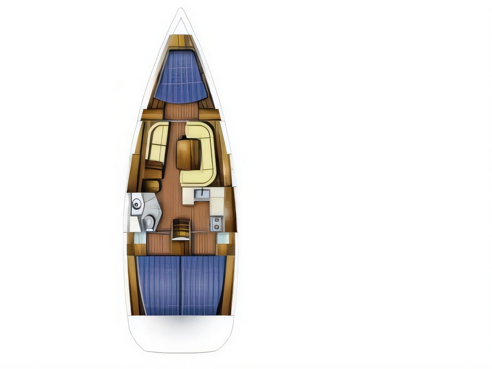 Layout of Sun Odyssey 39i sail boat with 3 cabins Croatia yacht charter