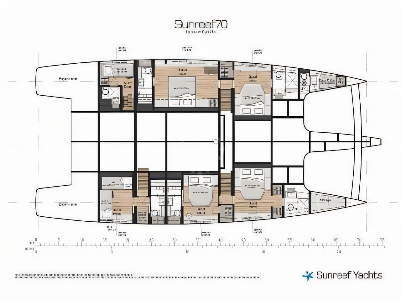 Interior of Sunreef 70 Eco catamaran with 5 cabins Croatia yacht charter