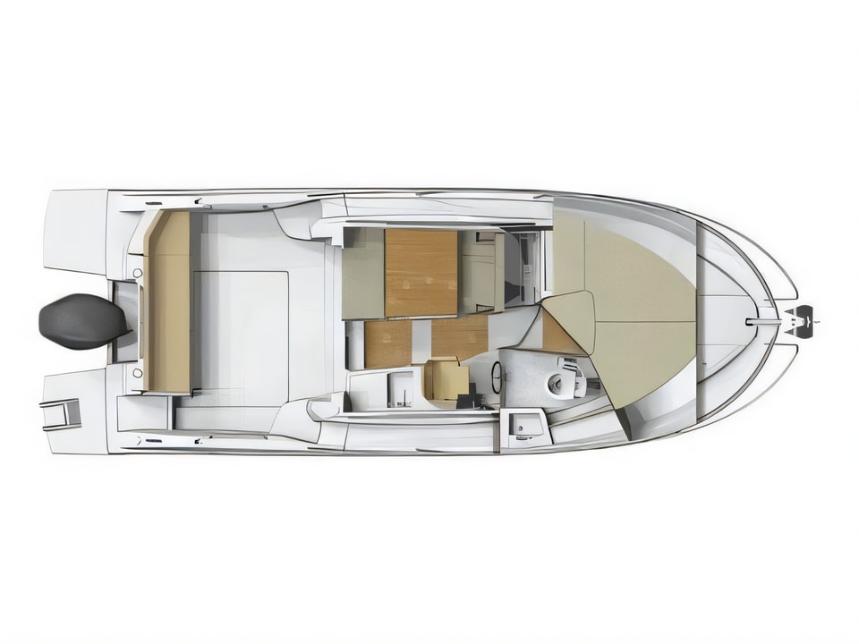 Layout of Beneteau Antares 8 OB motor boat with 1 cabins Croatia yacht charter
