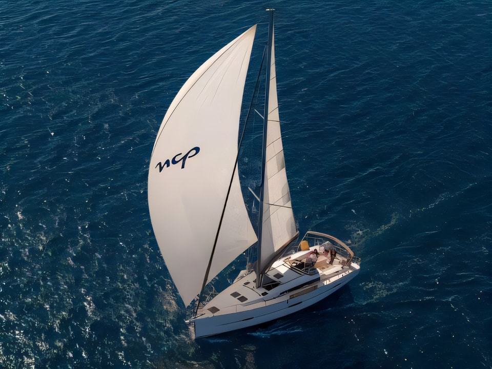 Exterior overview of Dufour 460 4 cab sail boat for charter from Sibenik Marina Mandalina in the Sibenik sailing area Croatia