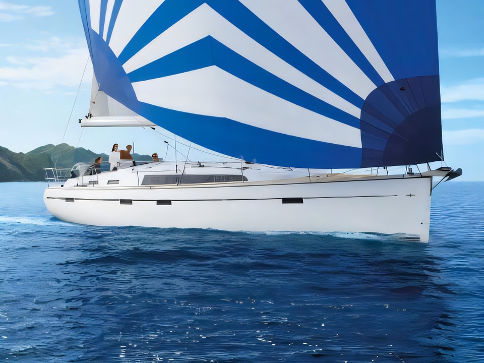 Exterior overview of Bavaria 51 BT '20 sail boat for charter from Sukosan Marina Dalmacija in the Zadar sailing area Croatia