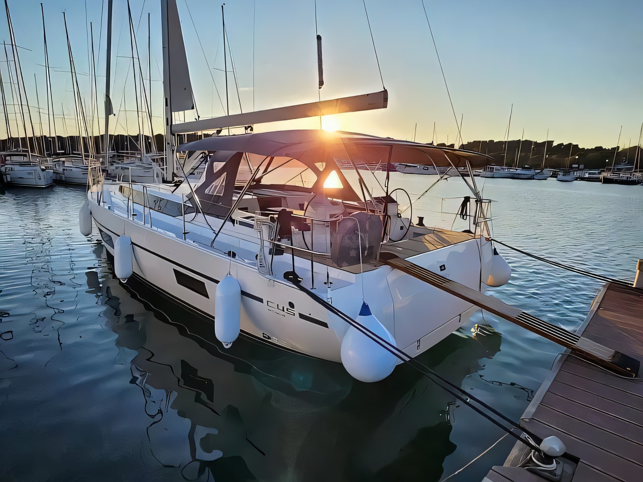 Exterior overview of Bavaria C45 Style sail boat for charter from Primosten Marina Kremik in the Kornati sailing area Croatia