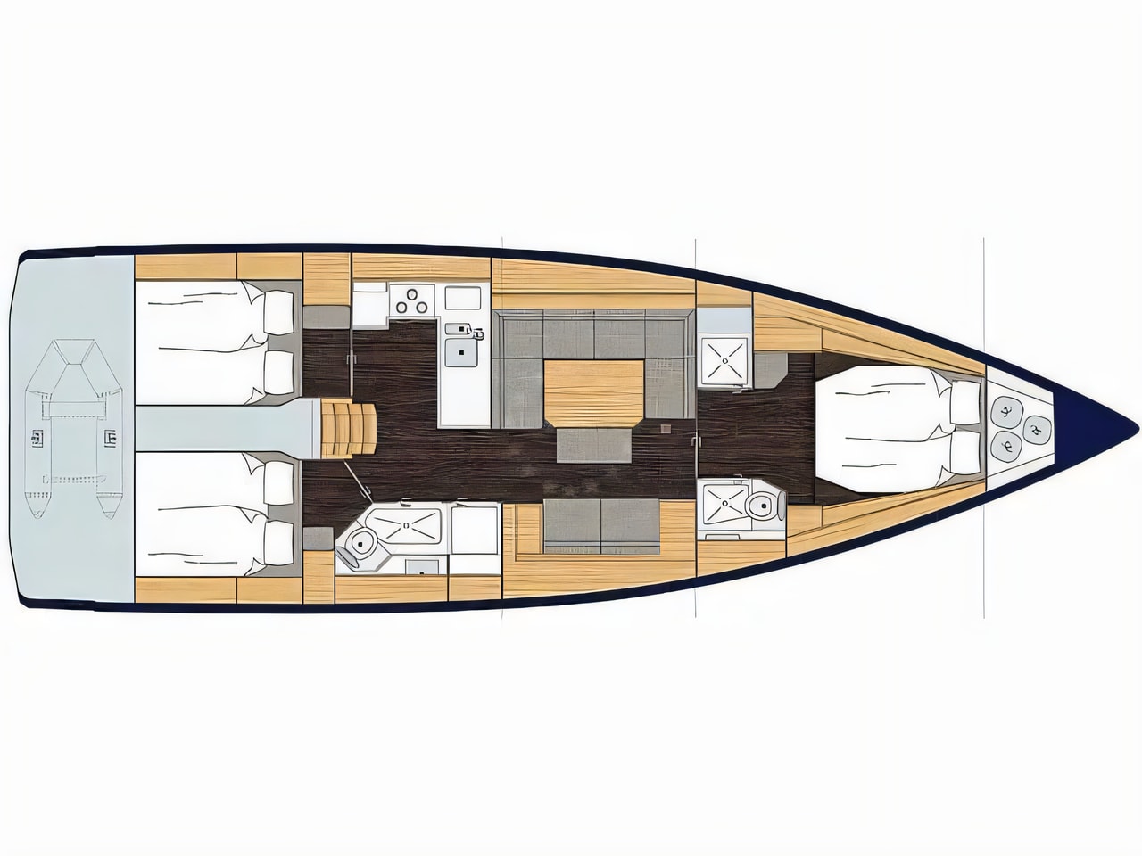 Interior of Bavaria C45 Style sail boat with 3 cabins Croatia yacht charter