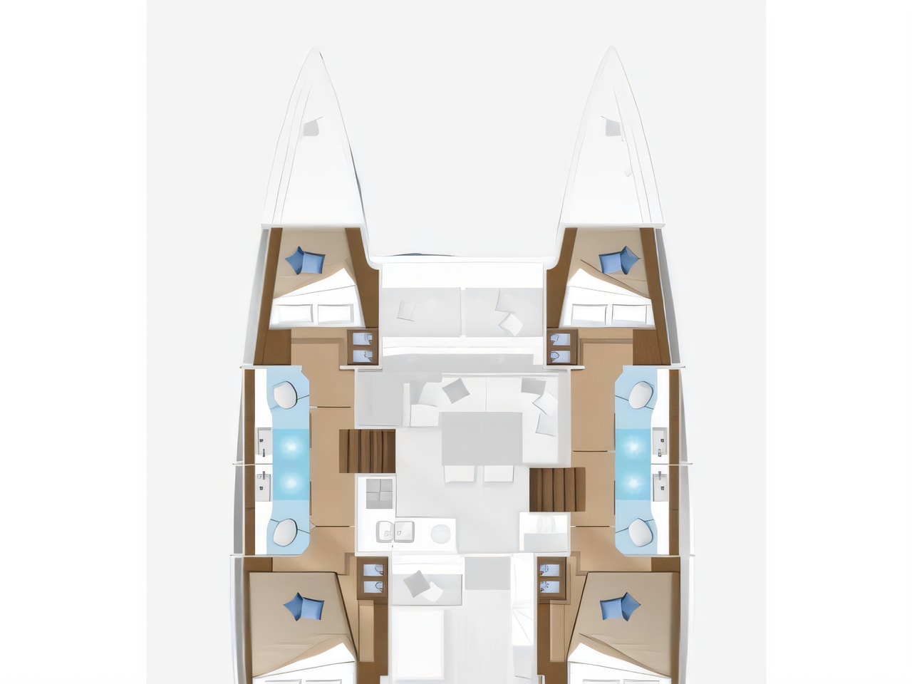 Interior of Lagoon 40 catamaran with 4 cabins Croatia yacht charter