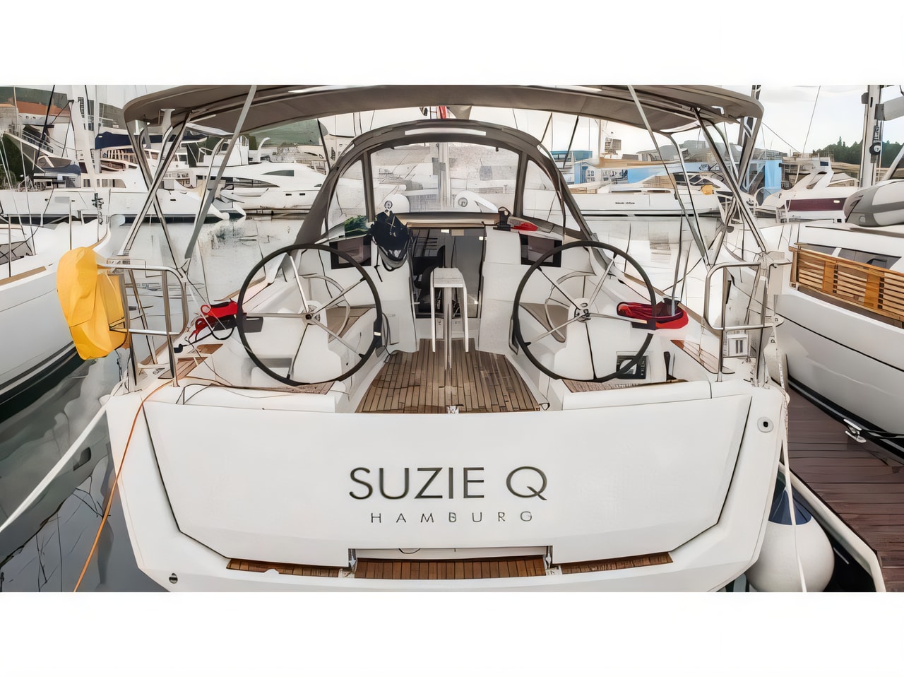 Exterior overview of Sun Odyssey 389 sail boat for charter from Vodice ACI Marina in the Sibenik sailing area Croatia