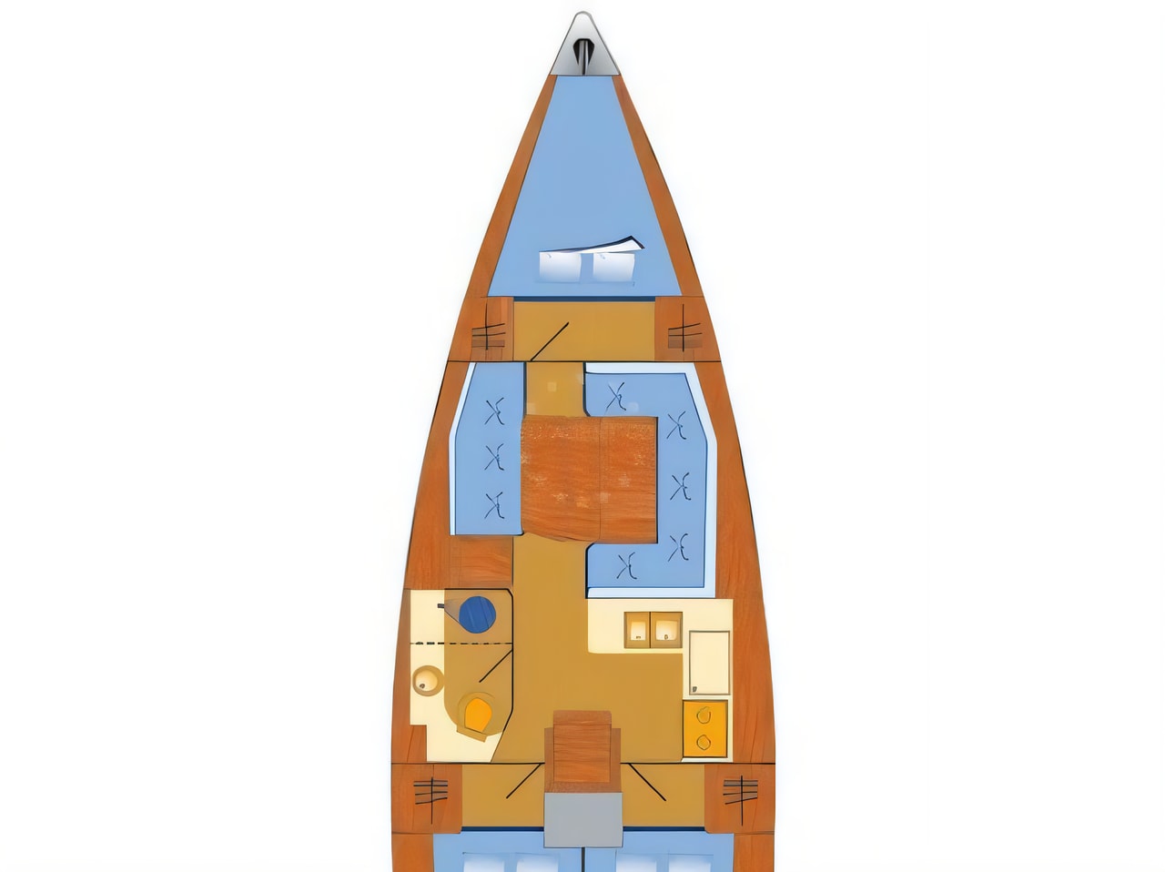 Interior of Sun Odyssey 389 sail boat with 3 cabins Croatia yacht charter