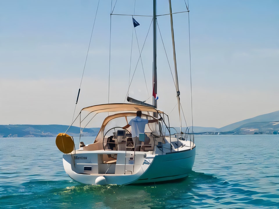 Exterior overview of Oceanis 37 sail boat for charter from Sukosan Marina Dalmacija in the Zadar sailing area Croatia