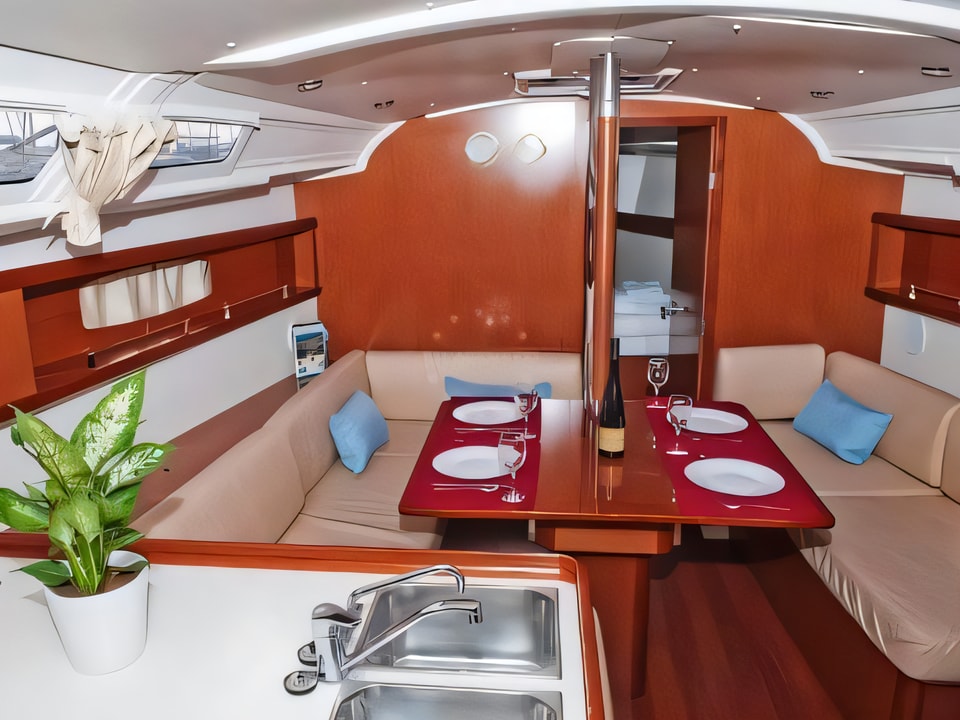 Interior of Oceanis 37 sail boat with 3 cabins Croatia yacht charter