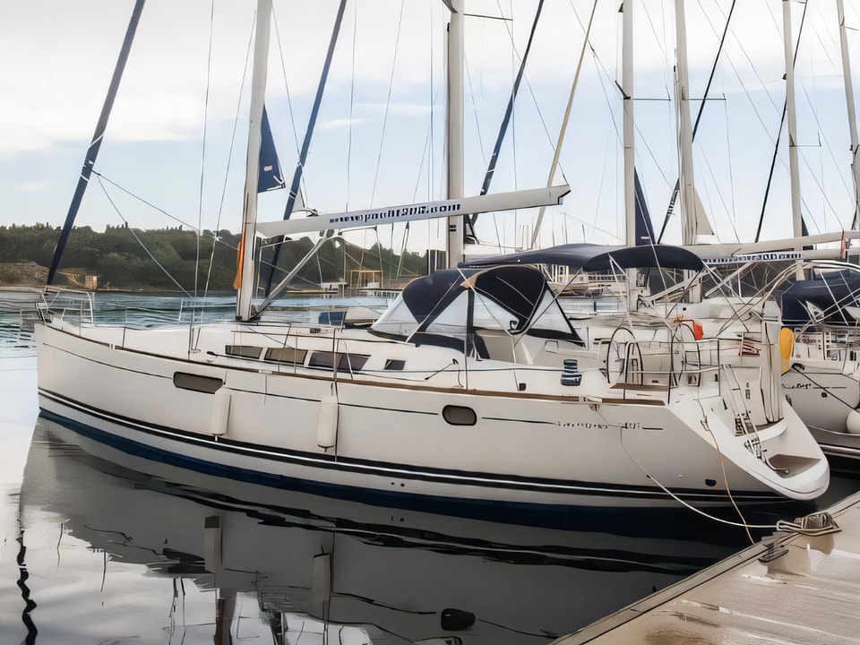 Exterior overview of Sun Odyssey 49i sail boat for charter from Sibenik Marina Mandalina in the Sibenik sailing area Croatia