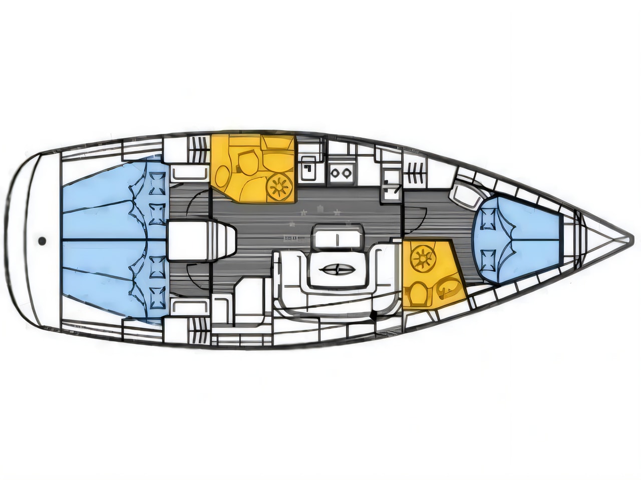 Interior of Bavaria 39 Cruiser sail boat with 3 cabins Croatia yacht charter