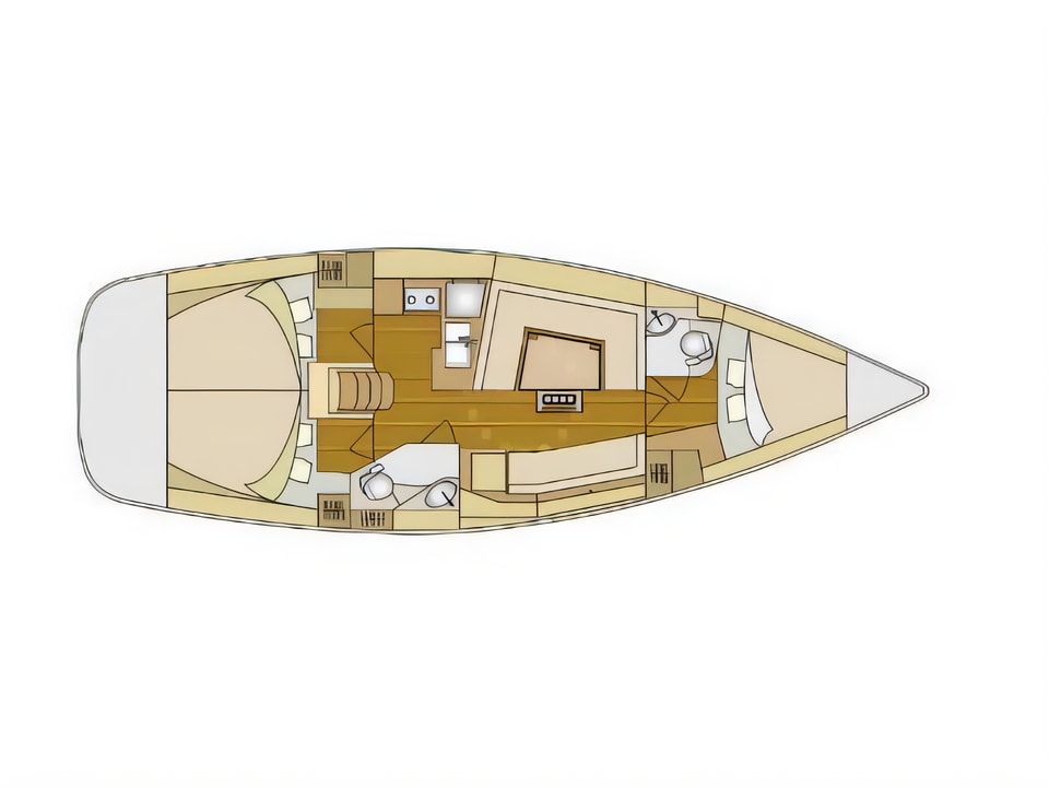 Elan 384 Impression yacht layout 3 cabins Croatia charter
