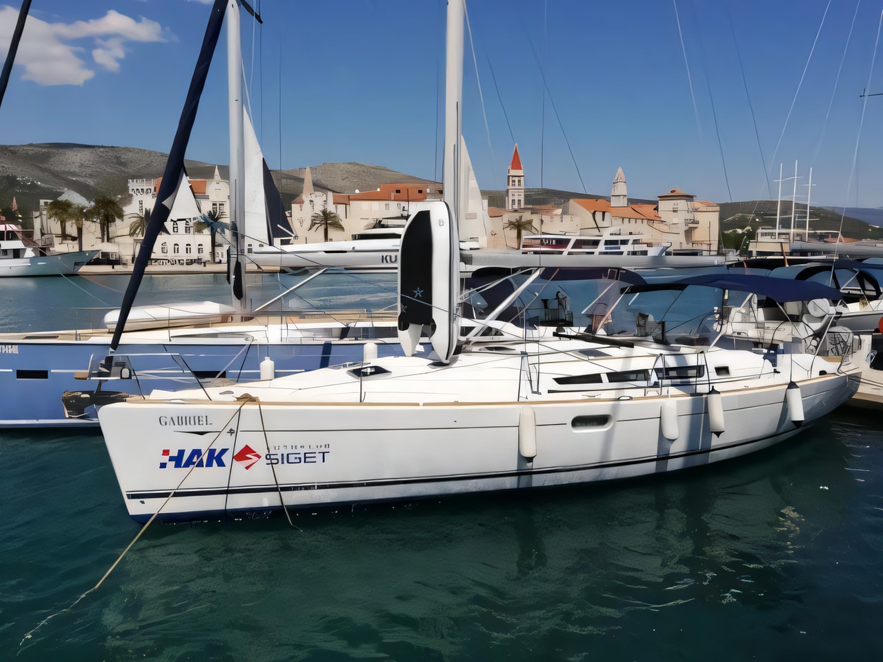 Exterior overview of Sun Odyssey 45 sail boat for charter from Trogir ACI Marina in the Split sailing area Croatia