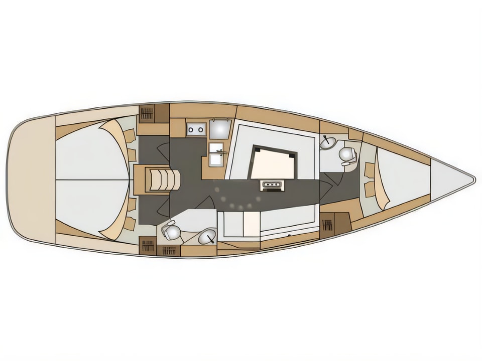 Layout of Elan 40 Impression sail boat with 3 cabins Croatia yacht charter