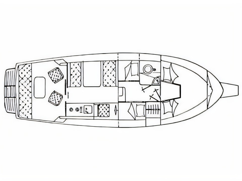 Layout of Adria 28 Luxus motor boat with 2 cabins Croatia yacht charter