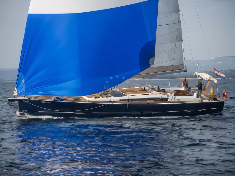 Exterior overview of Dufour 560 Grand Large sail boat for charter from Primosten Marina Kremik in the Sibenik sailing area Croatia