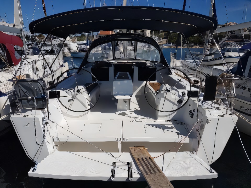 Exterior overview of Dufour 410 Grand Large sail boat for charter from Dubrovnik ACI Marina in the Dubrovnik sailing area Croatia