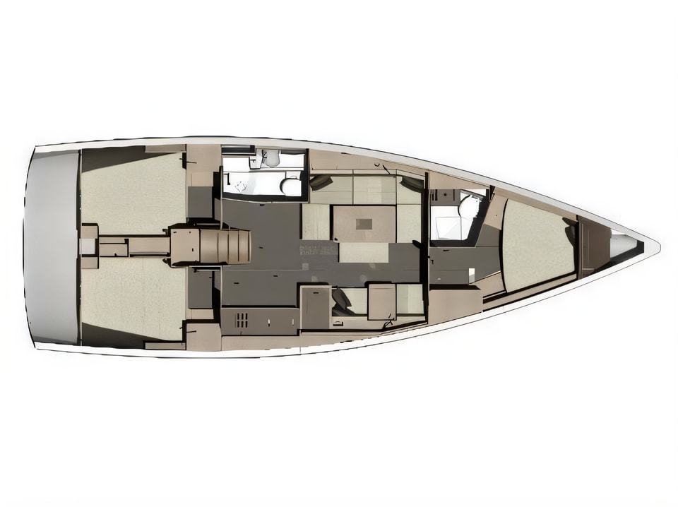 Layout of Dufour 410 Grand Large sail boat with 3 cabins Croatia yacht charter