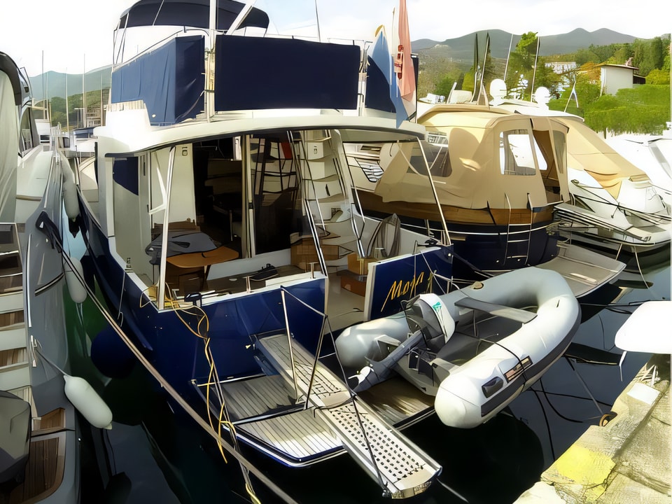 Exterior overview of Beneteau S. Trawler 42 motoryacht for charter from Sibenik Marina Mandalina in the Sibenik sailing area Croatia