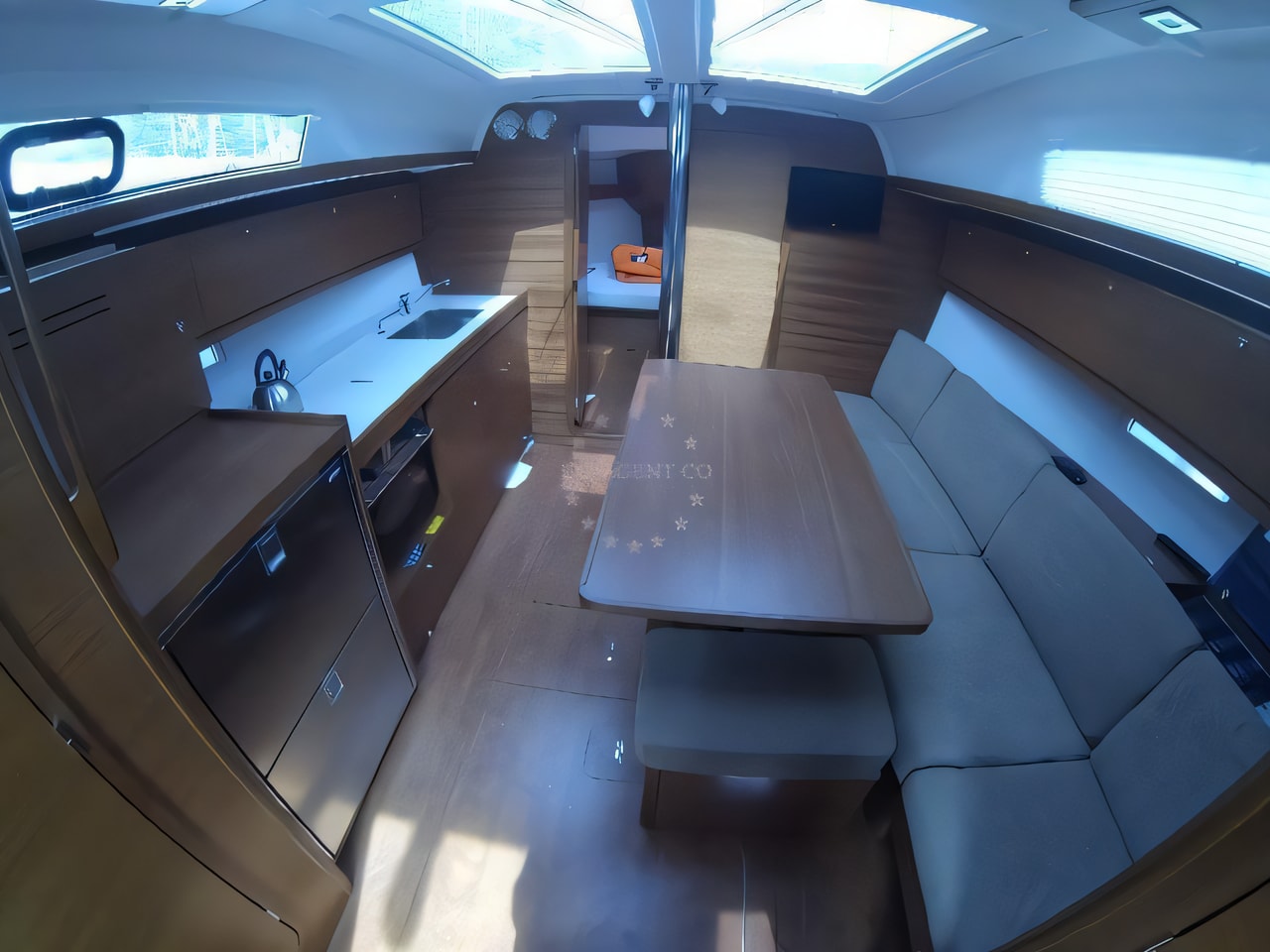 Layout of Dufour 382 Grand Large sail boat with 3 cabins Croatia yacht charter