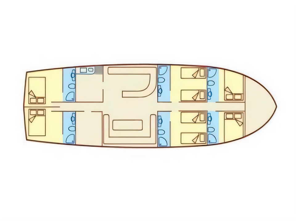 Layout of MALENA gulet or cruiser with 5 cabins Croatia yacht charter