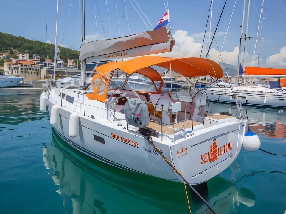 Exterior overview of Hanse 455 sail boat for charter from Split ACI Marina in the Split sailing area Croatia