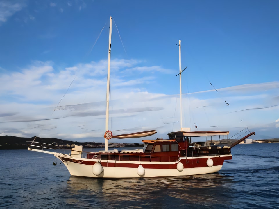 Exterior overview of BABAC gulet or cruiser for charter from Vodice ACI Marina in the Sibenik sailing area Croatia
