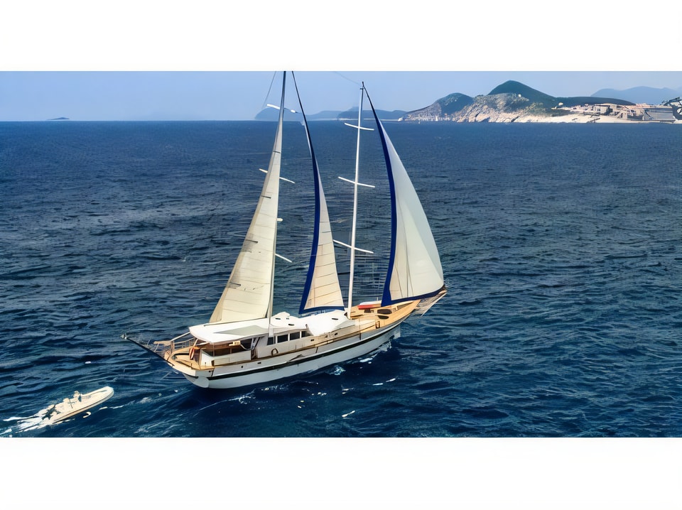 Exterior overview of FORTUNA gulet or cruiser for charter from Split ACI Marina in the Split sailing area Croatia