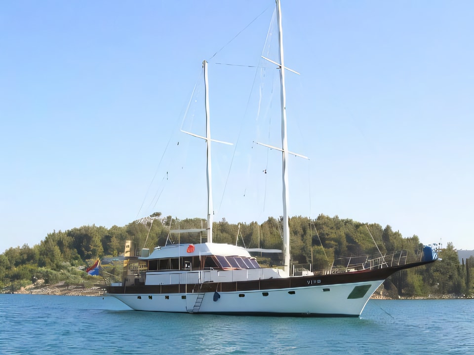 Exterior overview of VITO gulet or cruiser for charter from Split ACI Marina in the Split sailing area Croatia