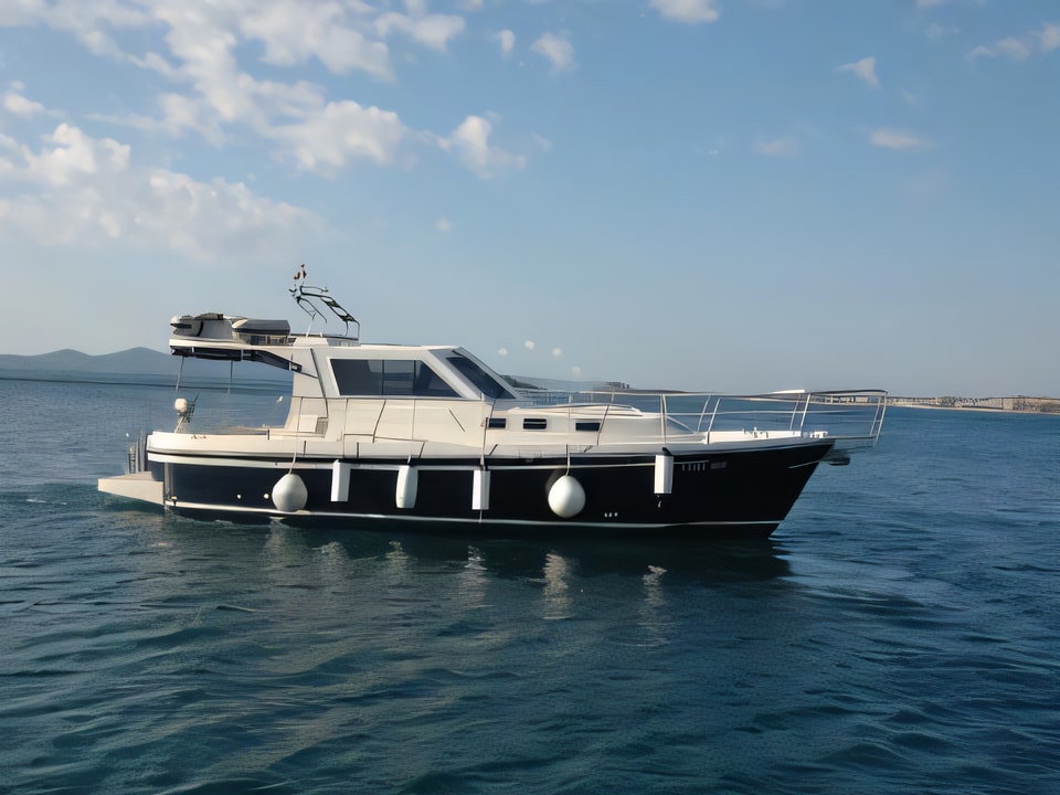 Exterior overview of Adria 1002 motor boat for charter from Sukosan Marina Dalmacija in the Zadar sailing area Croatia