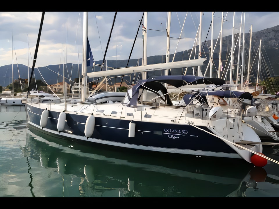 Exterior overview of Beneteau Oceanis 523 sail boat for charter from Kastela Gomilica Marina in the Sibenik sailing area Croatia