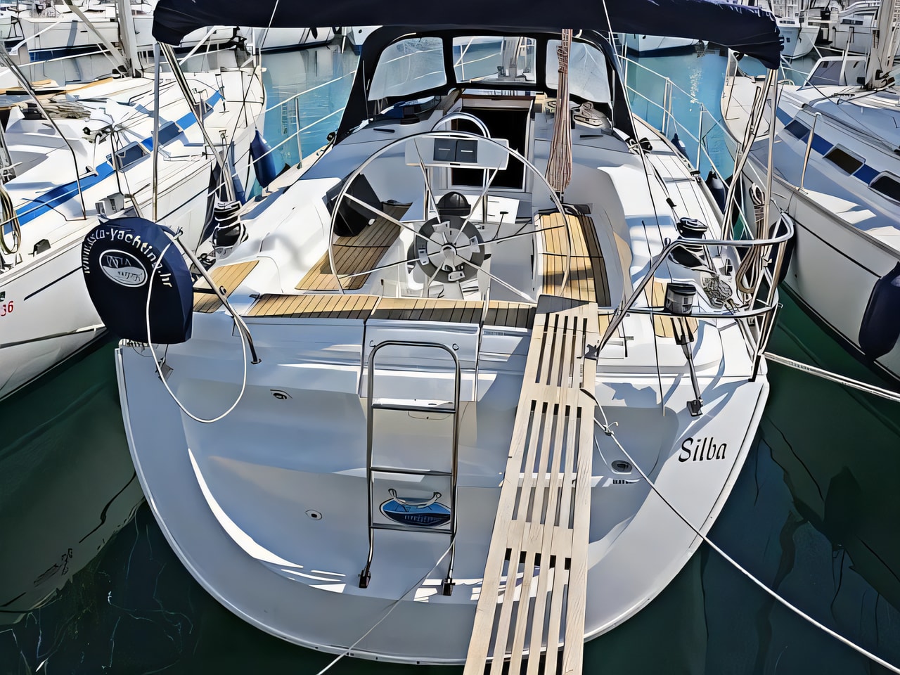 Exterior overview of Vektor 36 sail boat for charter from Biograd Kornati in the Zadar sailing area Croatia