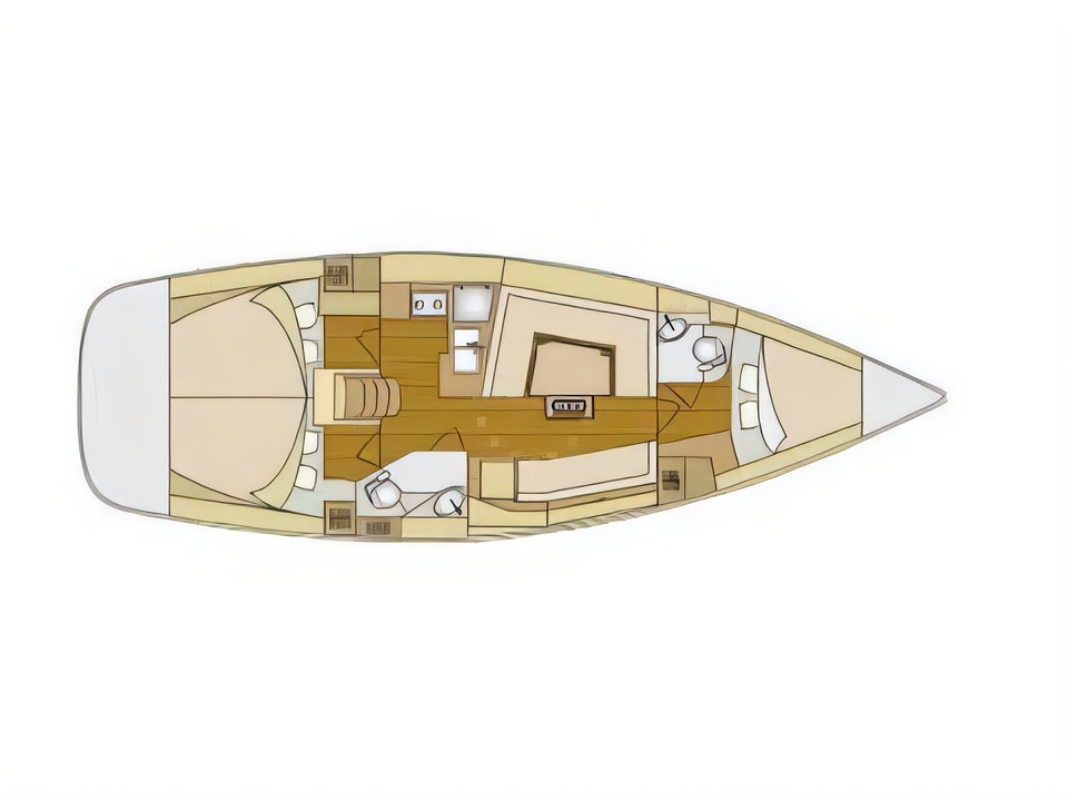 Elan 384 Impression yacht layout 3 cabins Croatia charter