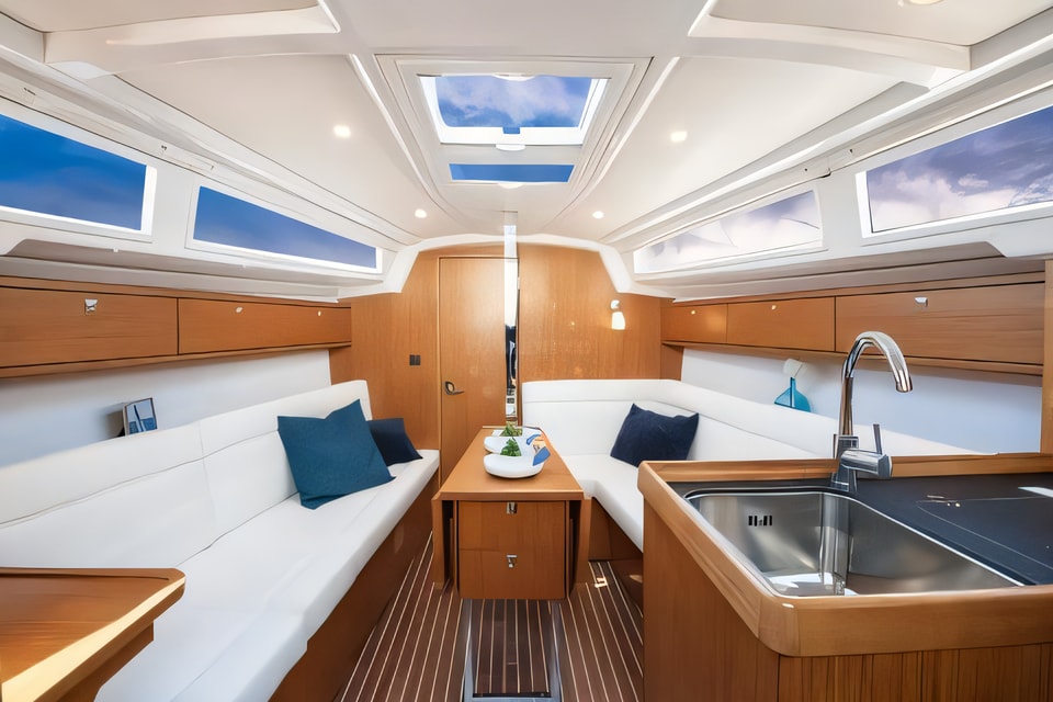 Interior of Bavaria Cruiser 33 sail boat with 2 cabins Croatia yacht charter